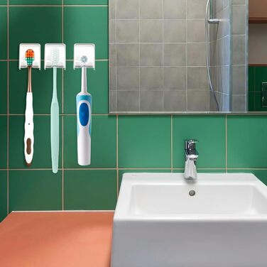 Настінний тримач для зубних щіток Mabor, 4 упаковки, без свердління, тримач для зубних щіток із кришкою, органайзер для зубних щіток, самоклеюча підставка для зберігання зубних щіток для ванної кімнати