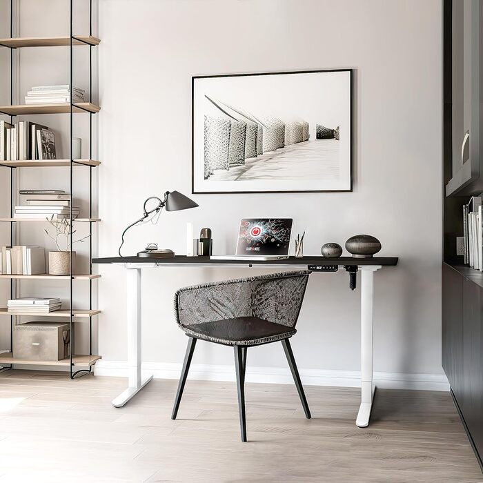 Стіл Duronic TM51 WE з регульованою висотою - електрична рама столу білого кольору для геймерів та офісу