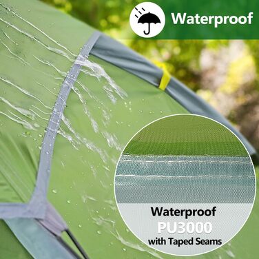 Надлегкий водонепроникний одномісний намет, одномісний тунельний бівак-намет, намет для велосипедного походу, кемпінговий та мотоциклетний намет, невеликий розмір, одномісний намет для трекінгу, кемпінгу та активного відпочинку на свіжому повітрі, зелений