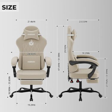 Геймерське крісло початкового рівня, ергономічне комп&39ютерне крісло з регульованою висотою та спинкою, просте ігрове крісло для дітей, підлітків та дорослих для кімнат та офісів, бежеве