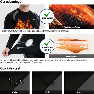 Чоловіча термобілизна, комплект зимової лижної білизни, функціональна білизна, тепла, м&39яка, дихаюча, термомайка, термотруси для чоловіків, розмір S, сірий