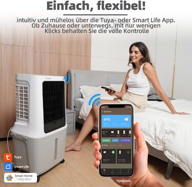 Повітряний охолоджувач 30л резервуар для води 120 Вт Керування WiFi Циркуляція повітря 1800 м/год Дальність дії 15 м Функція осушення LED-дисплей Таймер Пульт дистанційного керування BC30ACP2501W