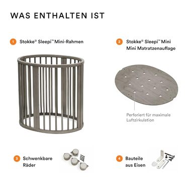 Подовжувач ліжка Stokke Sleepi V3, колір Hazy Grey - Трансформує міні-ліжко Sleepi - Розширює ліжко до 141 см - Підходить для дітей віком до 5 років - Матрац продається окремо