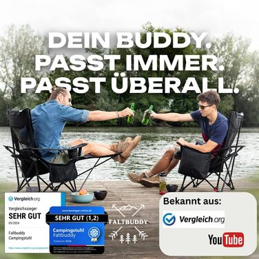 Складане крісло для кемпінгу та крісло-відкидка 2-в-1 180 кг Чорний Сумка-холодильник XXL Складане крісло I Складане крісло I Рибальське крісло Шезлонг для кемпінгу Пляжний шезлонг Складаний Легкий - Рибалка Пляж Фестиваль Відкритий