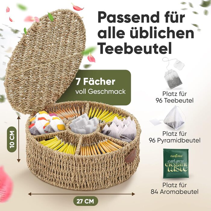 Коробка для зберігання чайних пакетиків надзвичайно великі радіальні відділення кругла коробка для зберігання чайних пакетиків Органайзер, коробка, для зберігання чаю з морської трави виберіть свою модель