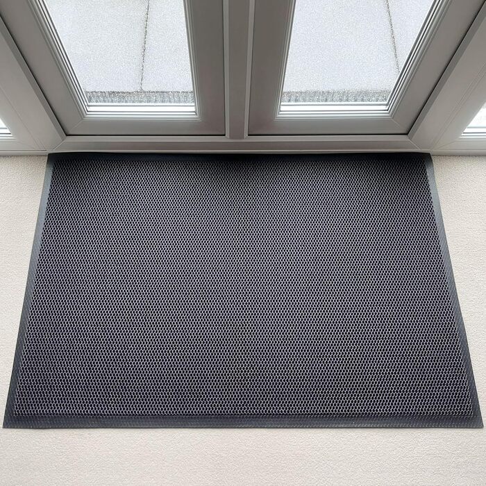 Великий нековзний килимок з ПВХ-сітки Ultralux, міцний 3D-килимок для уловлювання бруду, вхідний килимок-скребок для внутрішнього та зовнішнього використання, для вхідних та задніх дверей 120 x 80 см, синьо-помаранчевий 80 x 120 см (прямокутний)