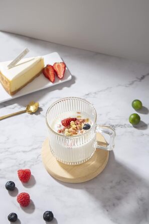 ПРОЕКТУВАННЯ Д.М MASTER4 шт., 350 мл - скляні кавові чашки преміум-класу з кришкою та ложкою, класична чашка для кави з вертикальн