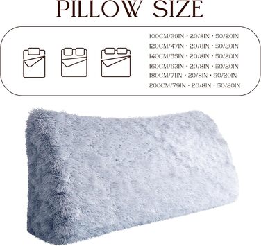 Клиноподібна подушка для спини з м&39якого плюшу Зручна опорна подушка для читання та відпочинку на ліжку, дивані чи кушетці Велика подушка для книги для підтримки спини, сіра, 60 см