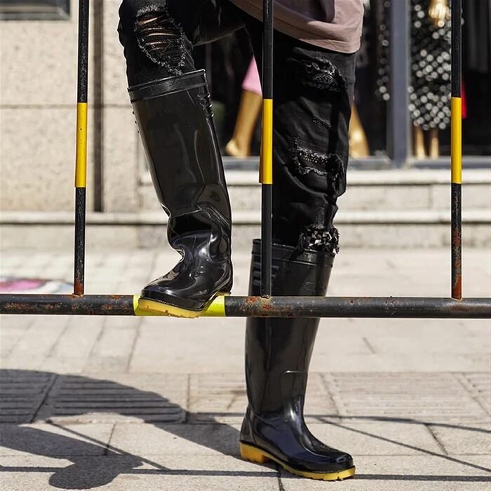 Чоловіче гумове взуття, чоловічі гумові чоботи, робоче взуття, кухонне взуття, водонепроникне, чоловіче, дощове, автомийка, чоловіче взуття, чорно-жовте, розмір 39 EU