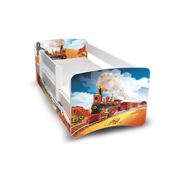 Дитяче ліжко 80x160 із захистом від падіння шухляда, 44 дизайни (поїзд)