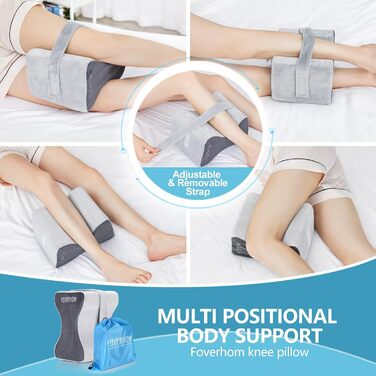 Подушка для коліна foverhom з піни з ефектом пам&39яті, ортопедична подушка для ніг для полегшення болю при ішіасі, болю в спині, вагітності, болю в ногах, болю в стегнах та ішіасі, сіра