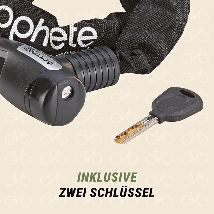 Замок ланцюговий Prophete, велосипедний, з високим ступенем захисту від злому, довжина 90 см, діаметр 6 мм, колір чорний