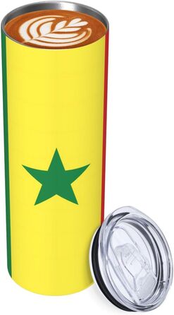 Кружка з прямою трубочкою, дизайн прапор Сенегалу, друк, підходить для кемпінгу, офісу та дому, 590 мл