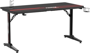 Стіл 140 см Ігровий стіл Геймерський комп'ютерний стіл Ергономічний стіл для ПК з Т-подібною формою для зберігання кабелів, підскл