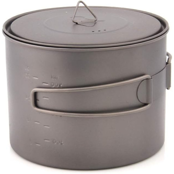 Надлегкий титановий горщик для вулиці, складний портативний посуд для пікніка з кришкою, 1300 мл