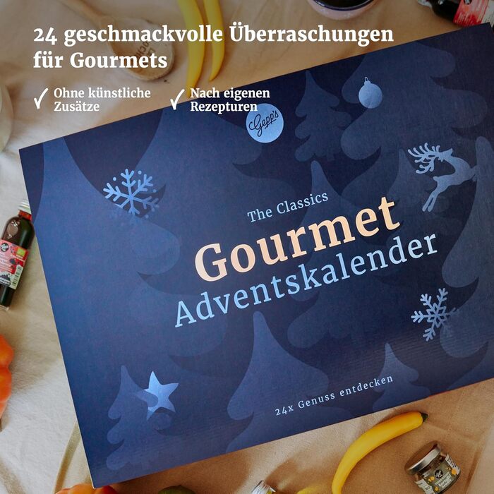 Преміальний різдвяний календар Gepp для гурманів 24 незвичайні спеції, соуси, французькі джеми та страви з олії та оцту Кулінарний різдвяний календар для чоловіків та жінок Гурман