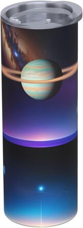 Кухоль з прямою трубочкою, дизайн Космічний Сатурн, принт, дорожній кухоль, підходить для кемпінгу, офісу та дому, 590 мл