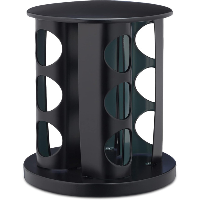 Карусель для спецій Relaxdays з 12 баночками для спецій, включаючи вставку-шейкер, обертова, багаторазова підставка для спецій для кухні, чорна