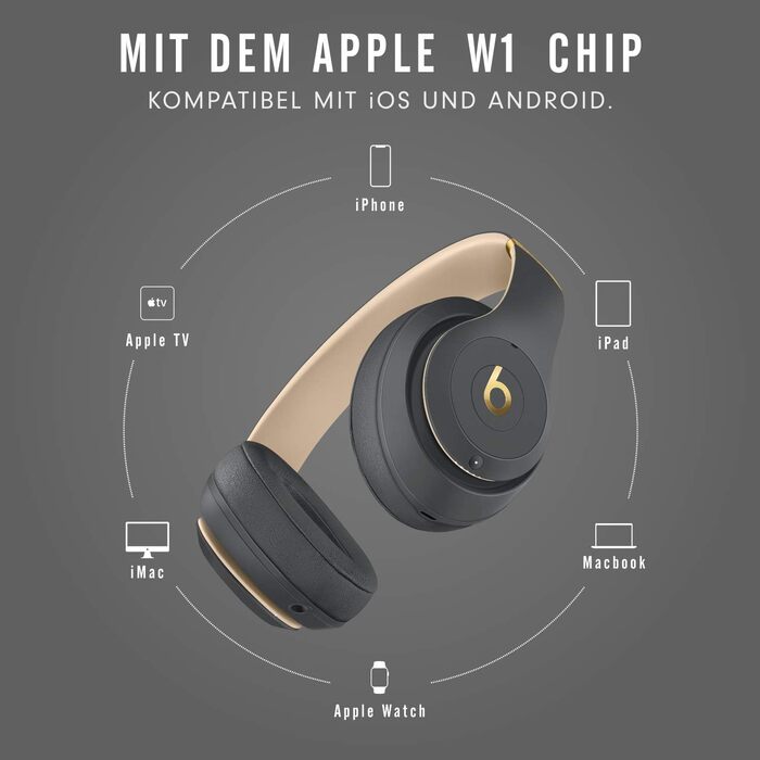 Накладні Bluetooth-навушники beats Studio3 з шумозаглушенням - чіп Apple W1, Bluetooth класу 1, активне шумозаглушення, 22 години