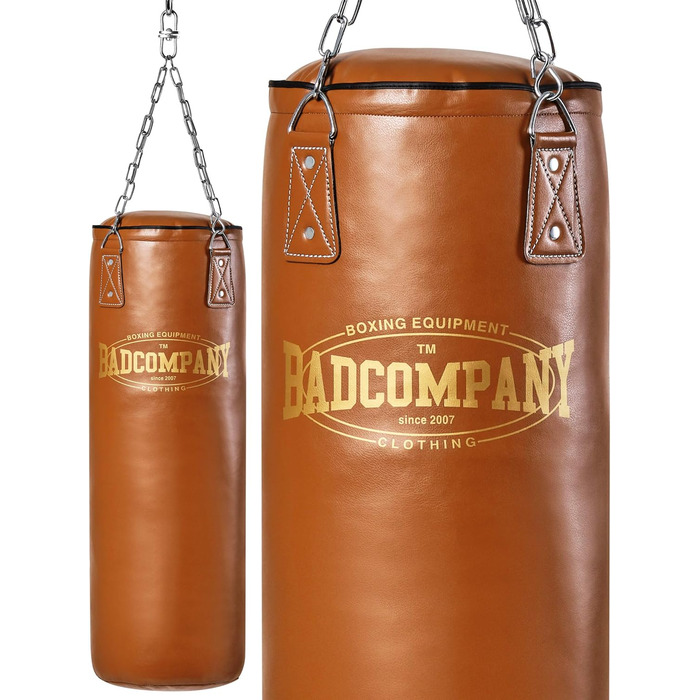 Ретро-боксерська груша Bad Company з надміцним чотириточковим сталевим ланцюгом I Боксерська груша зі штучної шкіри, яку я наповню