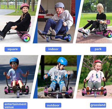 Гіроскутер SISIGAD HY-A02C для дітей – 6,5-дюймовий самобалансуючий з Bluetooth та світлодіодним підсвічуванням, потужний подвійний двигун, подарунок для дітей, зоряно-блакитний / фіолетовий