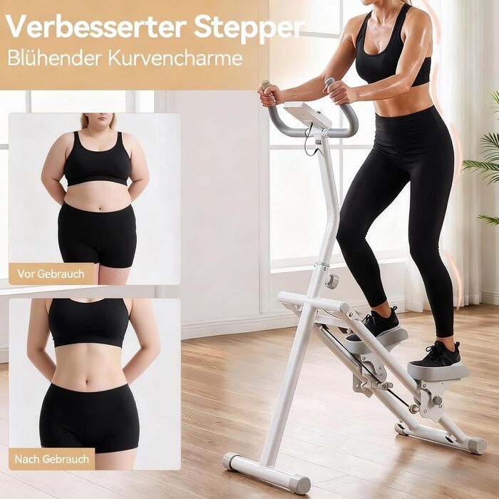 Степер LEAFIA для домашнього використання, вертикальний тренажер для скелелазіння Stairmaster для тренувань усього тіла, складний компактний аеробний тренажер для скелелазіння, крос-трейнер з РК-дисплеєм, регульованими ручками та педалями