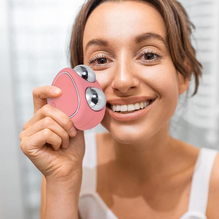 Масажер для очей, мікрострумовий масажер для обличчя масажер для обличчя, підтяжка обличчя для догляду за сухими очима Bexdug Pink