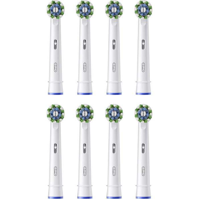 Насадки для електричних зубних щіток Oral-B Cross Action, упаковка з 8 змінних насадок для щіток, кутові щетинки, які адаптуються до кожного зуба для ретельного чищення, підходить для пошти