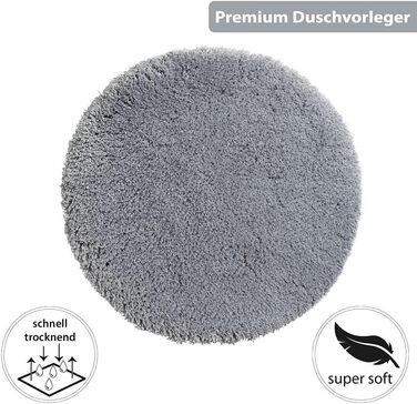 Круглий килимок для ванної PANA з високим ворсом (Ø 56 см) Круглий килимок для ванної з мякого мікроволокна Поглинаючий та придатний для прання Круглий килимок для душу, килимок для ванної, килимок для ванної кімнати Колір Сірий 56 см (круглий) Сірий