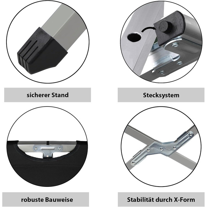 Складане похідне ліжко BB Sport 190 x 64 x 41 см, міцне, кемпінгове ліжко, вантажопідйомність 180 кг, портативне, зручне, дорожнє ліжко, сталева труба, тканина Оксфорд 600D, сумка для перенесення, гостьове ліжко, складне, чорного кольору