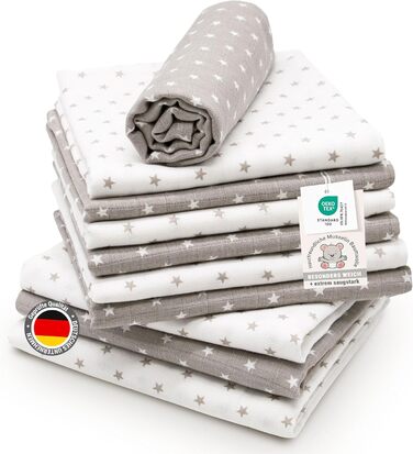 Набір з 10 муслінових серветок для відрижки розміром 80x80 см з бавовни - приємні для шкіри муслінові серветки з милими зірочками