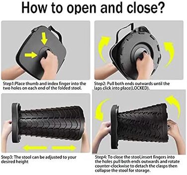 Портативний складаний стілець, телескопічний стілець, складний кемпінговий стілець для кемпінгу на свіжому повітрі, риболовлі, барбекю, використання в приміщенні, кухні, вантажопідйомність 220 кг, чорний