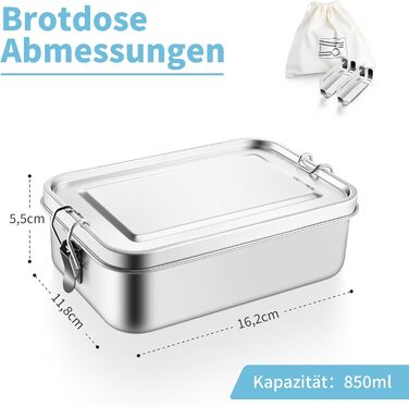 Ланчбокс Homikit з нержавіючої сталі, 850 мл, з двома відділеннями та сумкою для дітей та дорослих. Герметичний контейнер для сніданку/обіду для школи, офісу та подорожей. Можна мити в посудомийній машині.