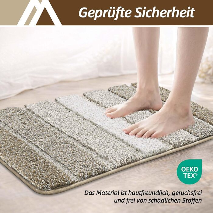 Килимок для ванної COSY HOMEER 60 x 90 см, м&39який нековзний килимок для ванної, що миється, килимок для ванної кімнати та душу, бежевий 60 x 90 см (прямокутний)