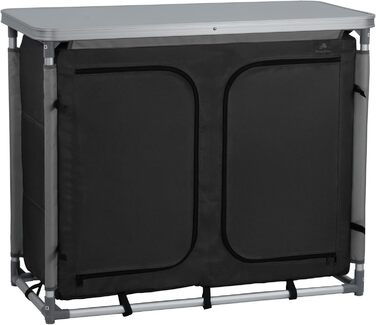 Складана кемпінгова шафа CampFeuer 102 см x 47 см x 83,5 см Кемпінгова кухня з 2 отворами на блискавці Кемпінгова полиця з алюмінієвою рамою Складана кемпінгова шафа, кемпінгова кухня, розкладна шафа