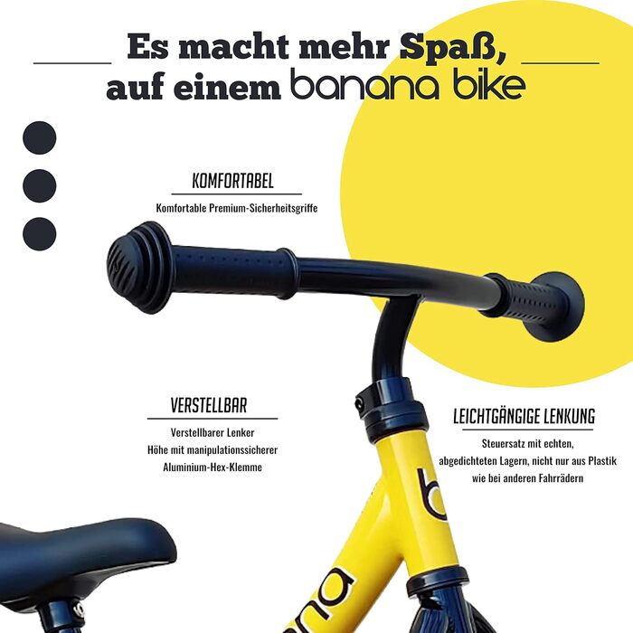 Дитячий велосипед-балансир Banana 12 дюймів Дитячий велосипед для хлопчиків і дівчаток, підходить для дітей від 2-5 років, велосип
