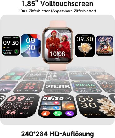 Розумний годинник для чоловіків та жінок, 1,8-дюймовий AMOLED-дисплей, розумний годинник з функцією телефону, Alexa, фітнес-годинник з серцевим ритмом, сном, SpO2, крокоміром, 110 спортивних режимів, водонепроникність IP68, спортивний годинник для iOS та 