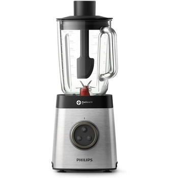 Міксер Philips HR3655/00 (1400 Вт, технологія ProBlend 6 3D, скляний контейнер 2 літри, 2 чашки для пиття, можна мити в посудомийній машині) нержавіюча сталь