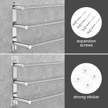Вішалка для рушників висувна 43-78 см з нержавіючої сталі без свердління рушникосушки настінна настінна полиця підходить для ванно