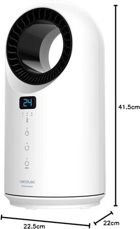 Нагрівач Cecotec з низьким споживанням енергії Ready Warm 8200 без лопатей, потужність 1500 Вт, пульт дистанційного керування, світлодіодний екран, сенсорне керування, 3 режими, коливання 60, таймер, потрійна система безпеки, білий колір Екран