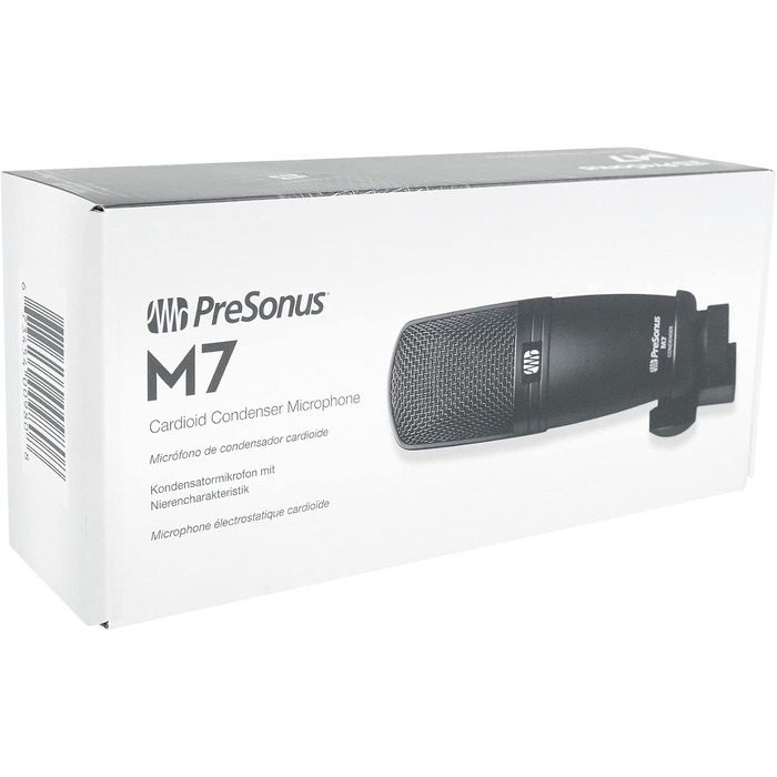 Конденсаторний кардіоїдний мікрофон PreSonus M7 для запису, подкастингу та мовлення (зі стійкою, XLR-кабелем та сумкою для транспортування)