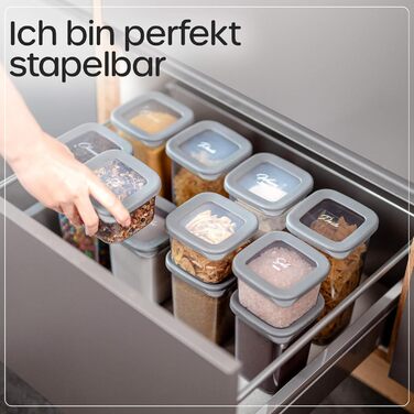 Герметичні контейнери для зберігання з кришками комплект з 24 предметів Антрацит - Штабелюються та економлять місце для кухні, герметичні банки для зберігання, контейнери для борошна, харчові контейнери, контейнери для зберігання, коробки для зберігання А