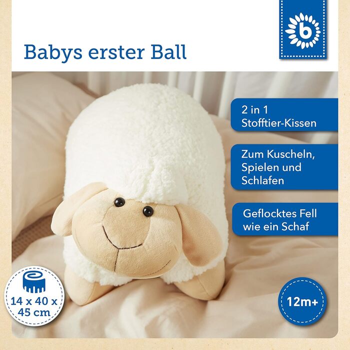 Плюшева іграшка-подушка Bieco Sheep Polly, 45 см біла