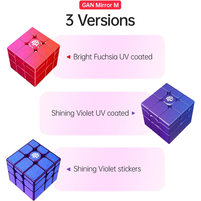 Кубик Рубіка Класичний 3x3, Speed Cube Original з IPG і GES, Magic Cube без наклейок, GAN Cube Classic Products - ідеальна гра-головоломка для дорослих і дітей (Mirror Rouge), 356RS