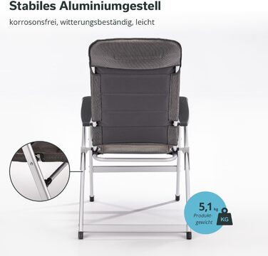 Складаний стілець Skandika Lepola Складаний кемпінговий стілець з алюмінію, алюмінієвий садовий стілець, регульована спинка в 7 положеннях, вантажопідйомність 180 кг, складний, висока спинка, підголівник Кемпінг, сад, комплект з 2 шт.