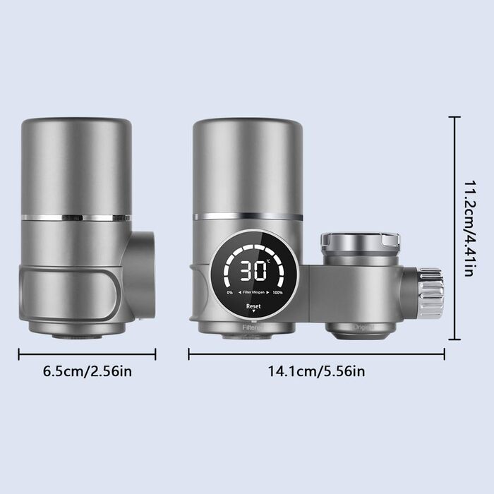 Фільтр для води HOTUT для крана, фільтр для водопровідної води з нержавіючої сталі, фільтр для питної води з синім світлом, фільтр для питної води для видалення хлору, важких металів і поганого смаку