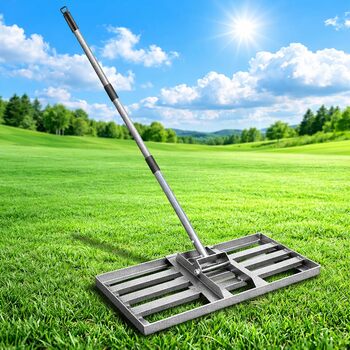 Вирівнювач газону Расен 43x26 см, міцний граблі для вирівнювання трави з гладкою кромкою та ручкою 145 см, інструмент для вирівнювання газону, саду, піску, ґрунту та підживлення 43 x 26 см