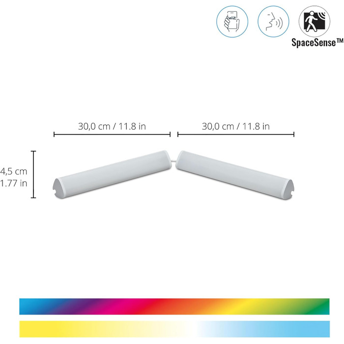 Набір смарт-світлових панелей WiZ Tunable White and Color Lightbar (2 шт.), 400 лм, RGB LED з 16 млн кольорів та регульованим білим світлом, керування через Wi-Fi, додаток або голосом, білий