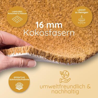 Персоналізований килимок для дверей з кокосового волокна, весільний подарунок, індивідуальні весільні подарунки, подарунки на новосілля та переїзд з індивідуальним ім&39ям (Hereingedackelt, 40x60 см) Hereingedackelt 40 x 60 см (Прямокутний)