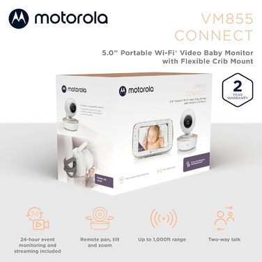 Із додатком Motorola Nursery та 5-дюймовим батьківським блоком - нічне бачення, температура та двосторонній зв&39язок Білий/золоти